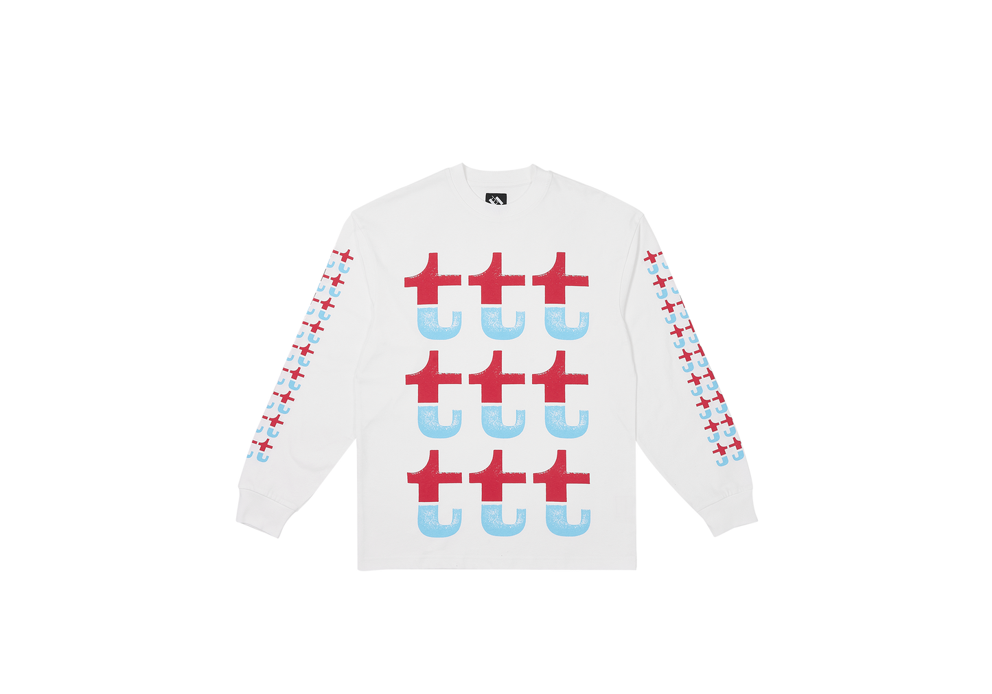 RED AND BLUE SPLIT LONGSLEEVE WHITE